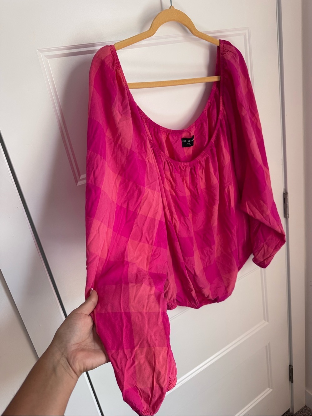 Lane Bryant Fuchsia Puff-Sleeve Blouse - Picture 3 of 4